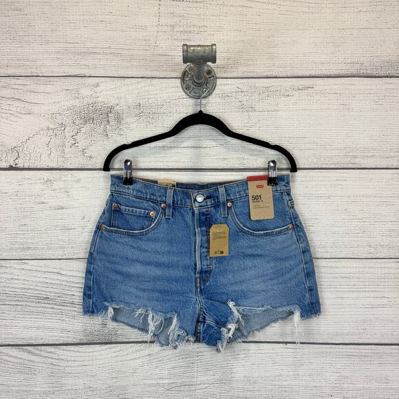 Levi's Women's 501 Medium Wash High Waisted Denim Shorts Size 30 - Picture 1 of 9